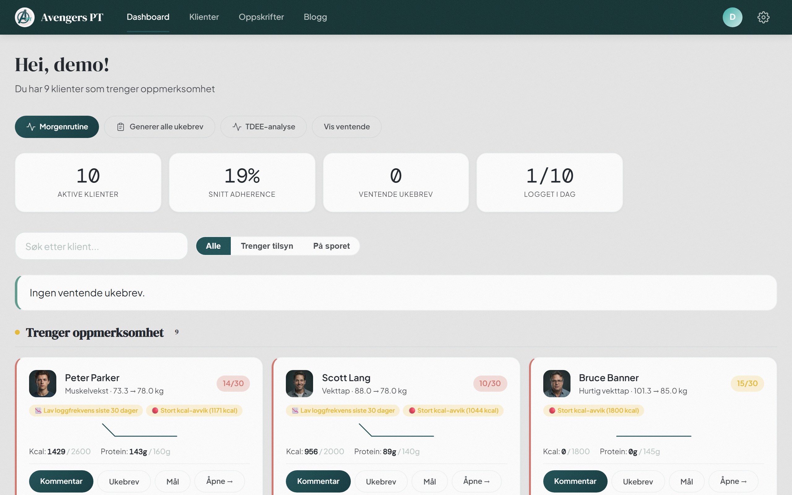 PT dashboard